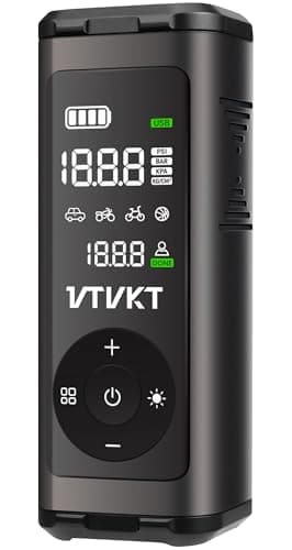 VTVKT Tire Inflator Portable Air Compressor, Cordless Inflation Air Pump,12000mAh, 150PSI, Auto Stop, Tire Pressure Gauge, LED/SOS Light, for Car SUV Motorcyle Bike, Flagship Package - Image 1