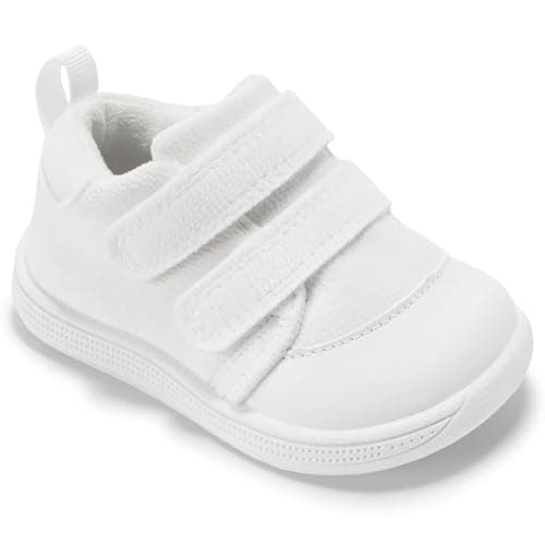STQ Baby Shoes Girls 12-18 Months: Boy Walking Shoes Babies 6-12 Months, Toddler Wide Toe Box Barefoot Newborn Infant First Walking Sneakers Non-Slip Soft Lightweight Indoor White Infant Size 3 - Image 1