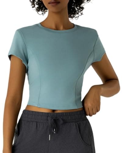 Leapstride Workout Tops for Women Athletic Tops Short Sleeve Shirts-Cropped Slim Fit Gym Running Yoga T Shirts - Image 1