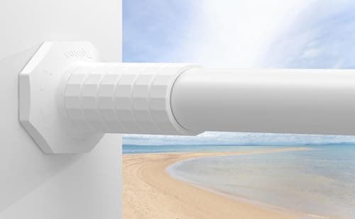 ZYLQOVISK Outdoor Curtain Rod 51-168 In, Extra Long Tension Curtain Rod No Drilling for Patio, Bathroom, Window, Adjustable Heavy Duty Tension Rod Never Rust, Spring Shower Rod Diameter 1.26 In, White - Image 1