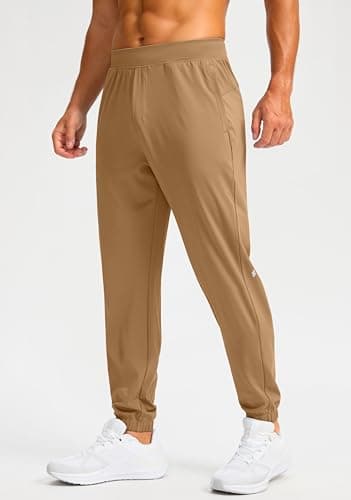 Soothfeel Men's Joggers with Zipper Pockets Golf Joggers Lightweight Sweatpants Athletic Workout Pants for Men Track 30" (Dark Khaki, S) - Thumbnail 6