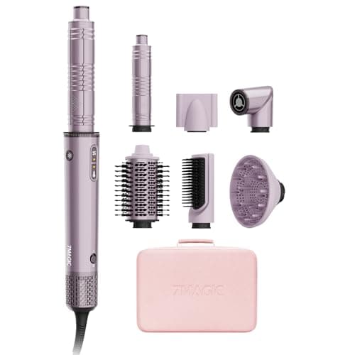 7MAGIC 7-in-1 Hot Air Styler, Hair Styler Dryer Brush with Auto-Wrap Curlers, High-Speed Hair Dryer for Fast Drying, Volumizing & Straightening, Travel Case Included, Purple - Image 1