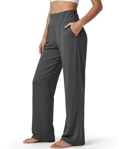 Othedrich Women's Wide Leg Sweatpants High Waist Soft Athletic Pants, Lightweight Workout Lounge Pants for Yoga Gym Running Dark Grey - Image 1
