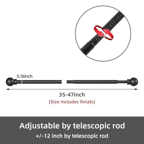 GXOACKJ Curtain Rods for windows 32-48 inch, 5/8 inch Decorative Curtain Rod Set, Matte Black Splicing Heavy Duty Metal Curtain Rod with Brackets - Thumbnail 6