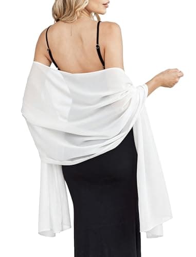 Avidlove Chiffon Scarf Wrap for Women Soft Bridal Wedding Shawl Evening Party Accessory White - Image 1