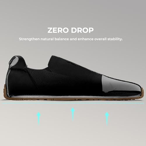 AIRHAS Mens Wide Toe Box Barefoot Shoes Zero Drop Fashion Sneakers for Men Walking Casual Minimalist Shoes(Black/Gum,7.0W) - Thumbnail 4