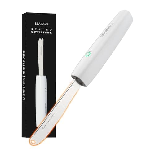 SEAINGO Heating Butter Knife Spreader - Rechargeable, Electric, Cordless, Heats up in 6 Seconds, Nonstick Stainless Steel Blade, ON/OFF Safety Lock Switch, 2 Warming Mode Can Quickly Melt Cold Hard Butter, Coconut Oil, Cream, Jam, Mustard, for Kitchen Restaurant Party - Image 1