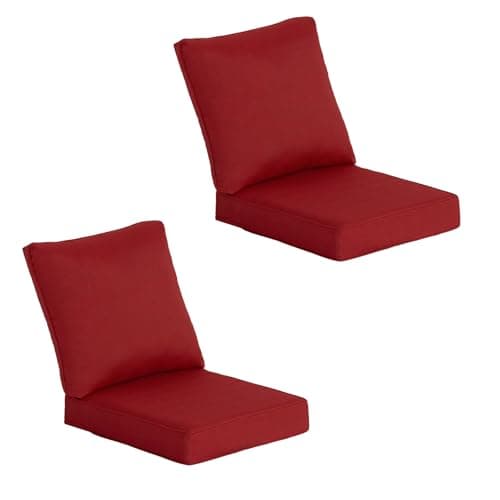 Garden lucky 23.5"x25" Outdoor Deep Seat Patio Cushions Set of 2, Deep Seat Bottom Resilient Foam Filling Water-Resistant Stain-Resistant UV Resistant Weather Resistant with YKK Zippers,Chill