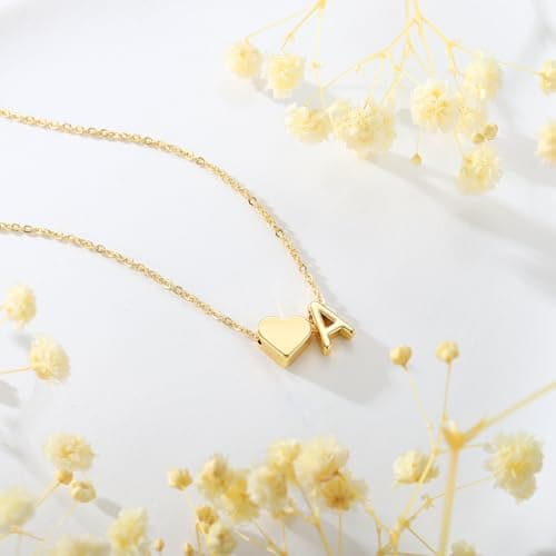 Turandoss Heart Necklaces for Women Trendy, Tiny Heart Initial W Dainty Birthday Gifts Initial Necklaces for Women Jewelry - Thumbnail 5