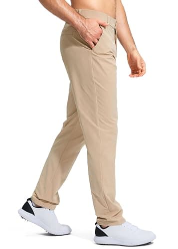 Pudolla Dress Pants for Men Golf Pants Stretch Work Dress Comfy Pants 34 Lightweight Quick Dry Casual Slacks Trousers(Khaki 33Wx34L) - Thumbnail 5