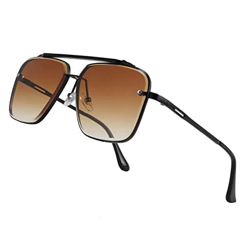 FEISEDY Sunglasses, Fashion Square Pilot Sunglasses, Vintage Metal Gradient Glasses for Men and Women, B4104 - Image 1