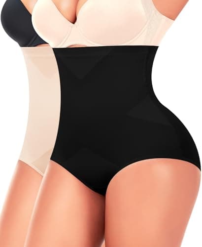 Ganado Tummy Control Shapewear Panties for Women High Waisted Shaping Underwear Body Shaper Slimming Panty Girdle (#2 Black+beige 3X-Large) - Image 1