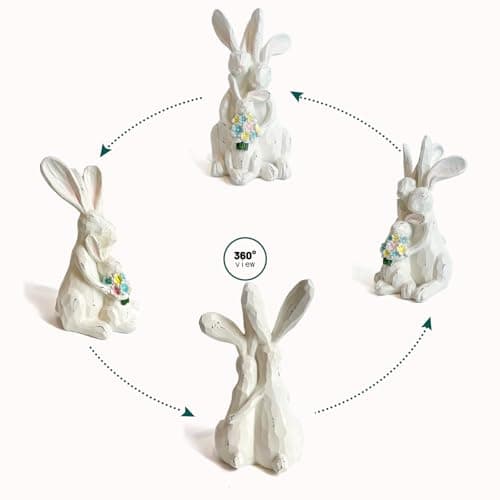 LIFFY Rabbit Figurines Home Decor - Bunny Statue for Mom, Wife, Nana, Adorable Home Decor | Unique White Bunny Family for Table Decorations - Thumbnail 2