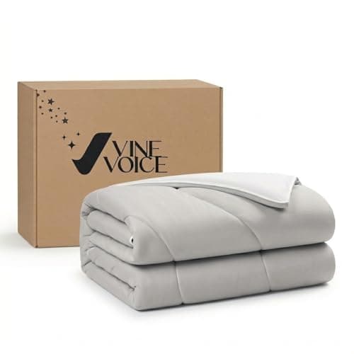 Vine Voice Soft Cooling Comforter Blanket for Hot Sleepers, Full/Queen, Double-Sided Cold Blanket for Night Sweats, All-Season, Silver Gray, 90''x90'' - Image 1