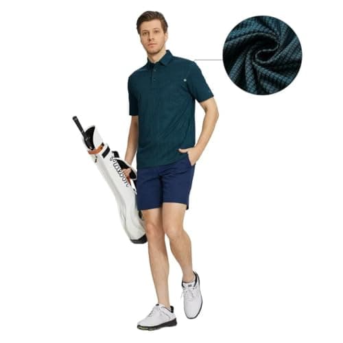 M MAELREG Golf Polo Shirts for Men Dry Fit Casual Performance Moisture Wicking Mens Polo Shirts Short Sleeve Turquoise - Thumbnail 3