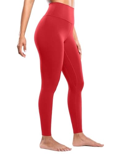 ENERBLOOM Workout Leggings for Women Yoga Pants High Waisted Athletic Full Length Tights Silky Feeling Soft Gym Activewear Lounge 28" Deep Red Medium - Image 1