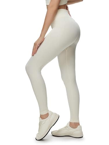 NANJI Seamless Leggings for Women - Scrunch Butt Lifting No Front Seam Mid Waist Squat Proof Active Workout Gym Yoga Pants (Small, Cannoli Cream) - Image 1
