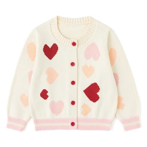 Simplee kids Baby Cardigan Cable Knit Toddler Cardigan Long Sleeve Fall Winter Open Front Knit Sweaters (Heart) - Thumbnail 3