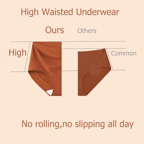 Atisek Seamless Underwear for Women High Waisted Ladies Panties Full Coverage Briefs Silky Stretch Breathable No Show 6 Pack Multicolor - Thumbnail 5