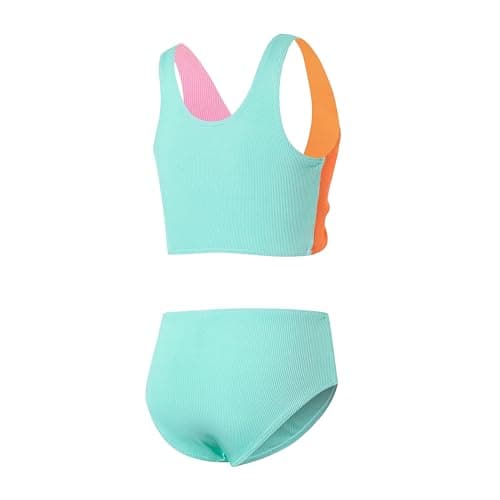 J·E Sterguard Girls Two Piece Swimsuits Teen Bikini Color Block Girls' Swimwear Ribbed Bikini Criss Cross Kids Swimsuits Size 9 1287-G - Thumbnail 4