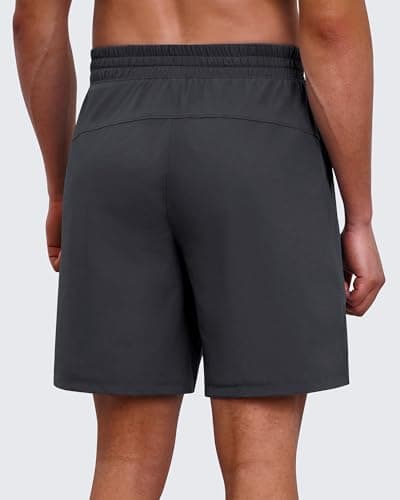G4Free Mens Athletic Shorts with Zip Pockets Quick Dry Stretchy Elastic Waist Pants Workout Gym Hiking Outdoor Summer (Dark Gray,XS) - Thumbnail 6