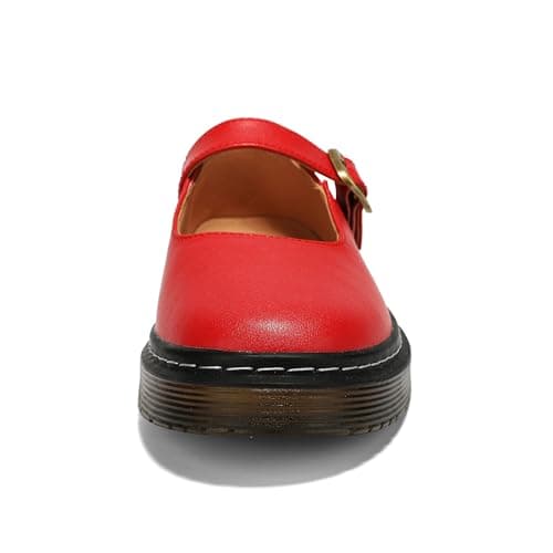 Azimaey Women's Mary Jane Flats Classic Comfort Slip-On Shoes - Breathable Lightweight Casual Dress Shoes for Women, Closed Toe Walking Shoes Fashion Cute & Everyday Comfort Red,11 US - Thumbnail 4