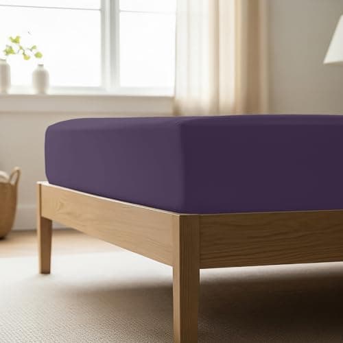 Mellanni California King Fitted Sheet - Iconic Collection Bedding Sheets with up to 16 inch Deep Pocket - Soft & Cooling - Fade & Stain Resistant - 1 PC (Cal King, Purple) - Image 1