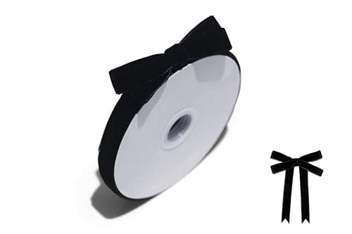 5/8'' Velvet Ribbon,Vintage Ribbon Gift Wrapping Christmas Decoration Bows Ornaments Crafts Wreaths Envelope Supplies-Continuous 10 Yards (Black) - Image 1