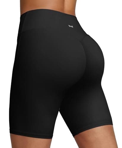 BRXL V Ruched Biker Shorts for Women 8" No Front Seam with Inner Pocket