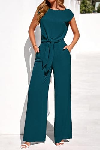 PRETTYGARDEN Women 2 Piece Lounge Sets 2026 Casual Summer Outfits Cap Sleeve Strappy Crop Tops Wide Leg Pant Tracksuit(Dark Blue,Large) - Thumbnail 3