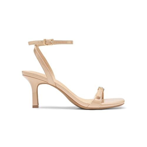 Athlefit Nude Kitten Heels for Women Square Open Toe Heeled Sandals Ankle Strap Summer Dressy Stiletto Heels for Prom Party Wedding Size 5.5 - Thumbnail 5