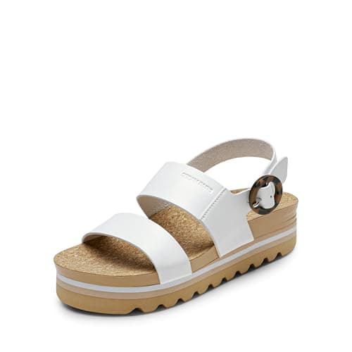 DREAM PAIRS Women's Orthopedic Arch Support Platform Sandals Comfortable Cork Insole Low Wedges Sandals Flatform Summer Dress Shoes Cute Buckle Wedges for Beach,Size 10,White,DWUMWS2501 - Image 1