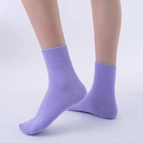 HUGSWEET Thin Soft Cotton Crew Socks for Women Ankle above Bootie Socks Gifts for Women 5-10 Pairs - Thumbnail 2