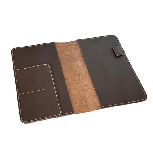 GDCELPA Composition Notebook Cover Leather Planner Cover Folio for A5 6x9in Journal with Pen Slot Card Holder - Image 1