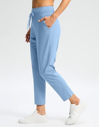 G Gradual Womens Pants High Waisted Golf Pants 2 Deep Pockets 7/8 Ankle Joggers for Athletic Travel Casual Lounge Work, Light Haze Blue, X-Small - Thumbnail 2