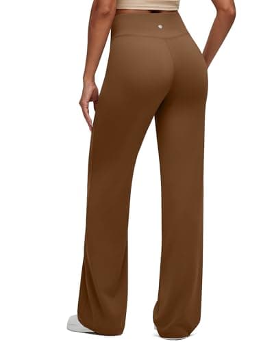 G4Free Trousers Pants for Women with Pockets Stretchy Yoga Wide Leg Trousers High Waist Casual Breathable Pants(Dark Coffee,M,33") - Image 1