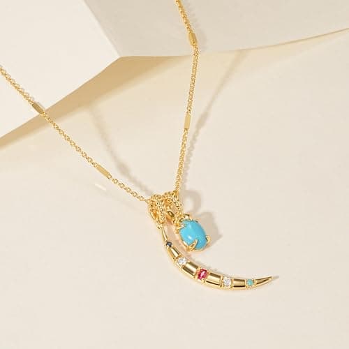 MTMY Gold Moon Pendant Necklace for Women,14K Gold Plated Dainty Chain Crescent Moon Sun Star Necklace Jewelry (mix moon) - Thumbnail 6