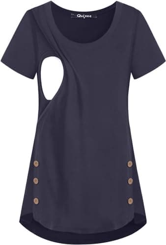 connche Quinee Nursing Tops for Breastfeeding Breastfeeding Shirts Maternity Tunic Tops Nursing Shirts Deep Blue XXL - Image 1
