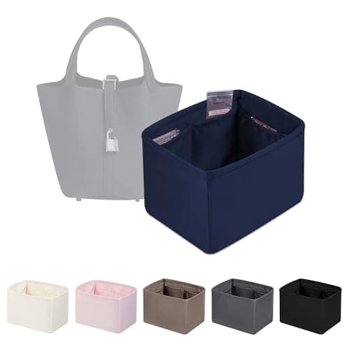 Purse Organizer Insert for Picotin 18/22, Satin Bag Organizer for Picotin Bags, Lightweight Purse Essentials for Women Luxury Handbags, Soft Touch Inner Liner with Multiple Pockets (Blue nuit, PC18) - Image 1