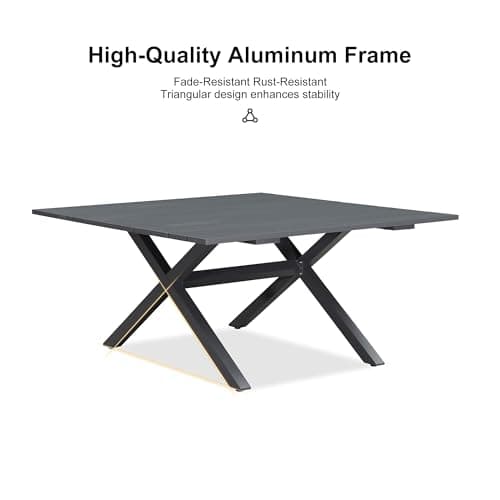 PURPLE LEAF 5 Pieces Oversized Square Patio Dining Set with Outdoor Aluminium Dining Table and Woven Chairs Modern Metal Furniture Cushions Sets for Garden Yard Indoor Decor Kitchen Gray - Thumbnail 6