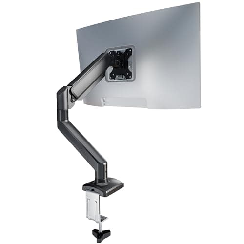 Single Monitor Arm Desk Mount，Gas Spring Monitors Arm for 17-32 inch Screens,Adjustable Computer Monitors Stand up to 4.4 to 19.8 lbs,Vesa Mount with Clamp and Grommet Base, VESA 75 & 100mm,Single - Image 1