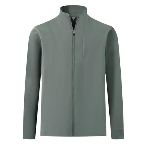 MAELREG Mens Golf Jacket with Pockets Mock Neck Lightweight Casual Soft Shell Jacket Full Zip Windbreaker Outwear - Image 1