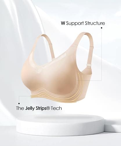 Jelly Strips Smooth Wireless Bras for Women No Underwire (34B-42DD) Bralettes for Women Seamless Bra with Support and Lift Comfort T-Shirt Bra Nude 36DD - Thumbnail 6