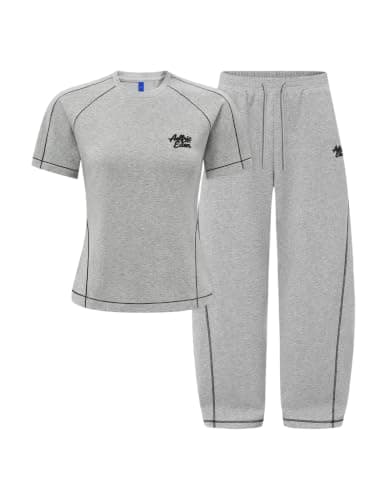 Aelfric Eden Slim Lounge Sets for Women 2026 Summer 2 Piece Matching Sets Two Piece Loungewear Spring Outfits Light Grey XX-Large