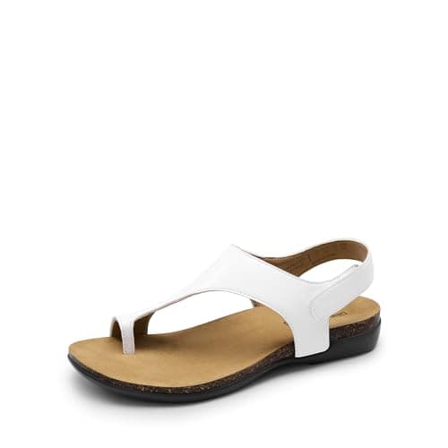 DREAM PAIRS Women's Comfortable Cork Footbed Arch Support Sandals Casual to Dressy Thong Walking Flat Sandals for Summer,Size 10,White,DWUMFS2509 - Image 1