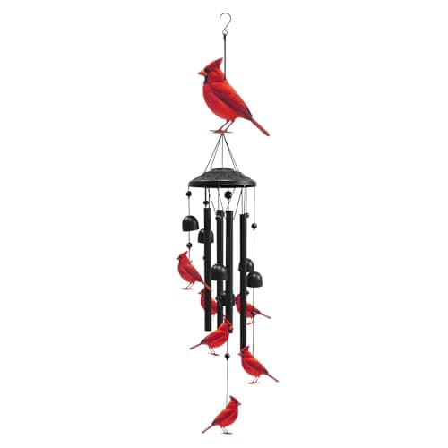 Ptazucv Cardinal Wind Chimes for Outside, Black Metal Windchimes Outdoors, Cardinals Gifts for Women/Men, Garden/Yard Decor, Memorial/Birthday Gifts for Grandma/Mom, Durable Chimes for Outdoors - Image 1