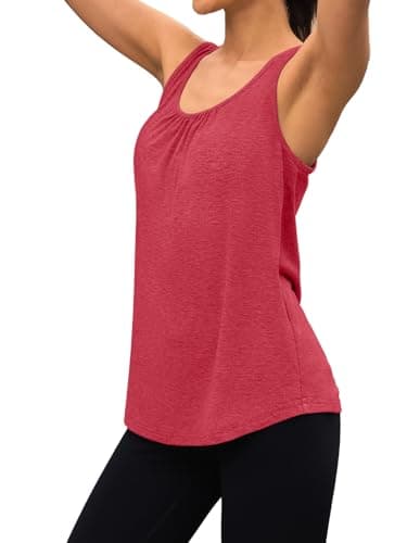 3rd hill Workout Tank Tops for Women Racerback Sleeveless Yoga Top Loose Fit Gym Shirt Running Athletic Tanks Red S - Thumbnail 3