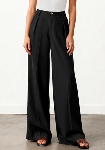BTFBM Women's Wide Leg Palazzo Pants, Button High Waisted with Pockets, Casual Work Summer Outfits, Trendy Business 2026(Black, XX-Large) - Thumbnail 6