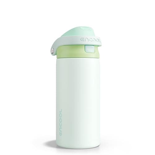 ENCOOL Leakproof Insulated Water Bottle with Straw Dual-Sip Water Bottle Bag-Safe Design for Work, Commute & Gym – Keeps Drinks Cold All Day, 18 oz, Lime White - Image 1