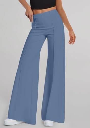 PRETTYGARDEN Women's Wide Leg Palazzo Pants 2026 Dressy Casual Lounge Workout Sweatpants High Waisted Trousers(Grey Blue,Large) - Thumbnail 2